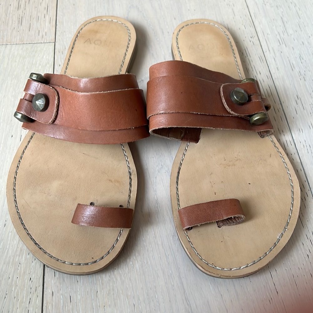 Camel brown leather sandal